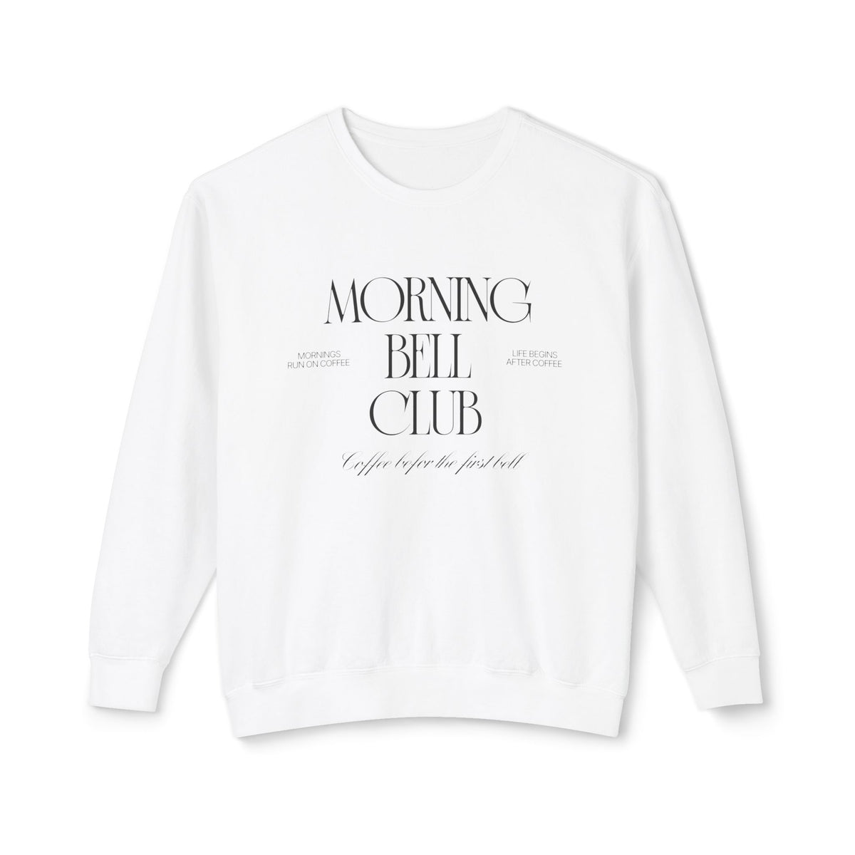 Back To School Morning Bell Club Crewneck Sweatshirt — Minimalist White Cozy Pullover