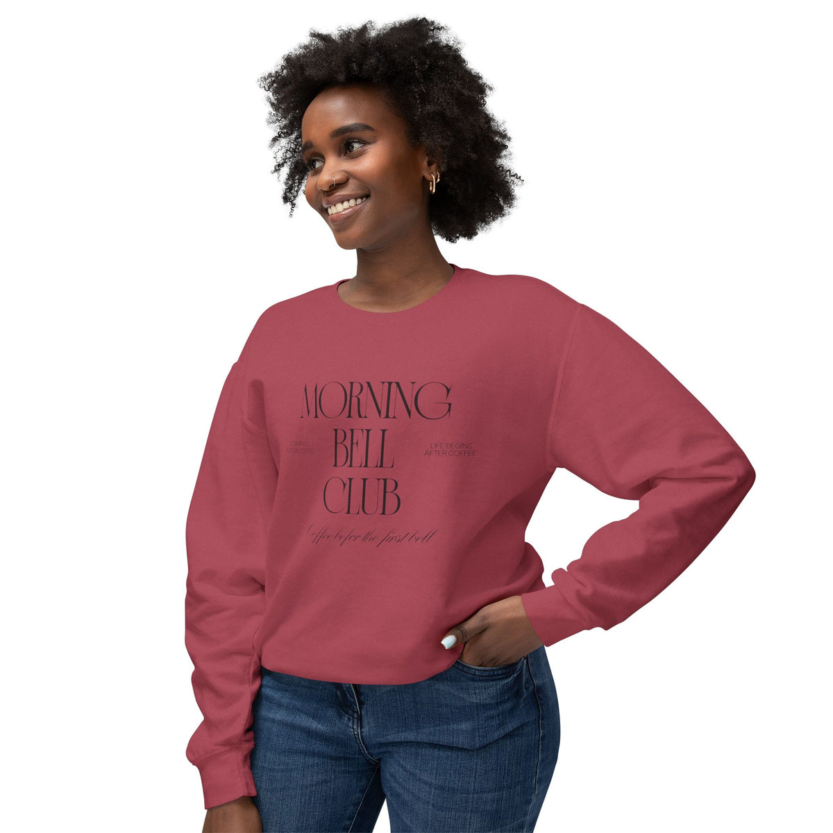 Back To School Morning Bell Club Crewneck Sweatshirt — Minimalist White Cozy Pullover