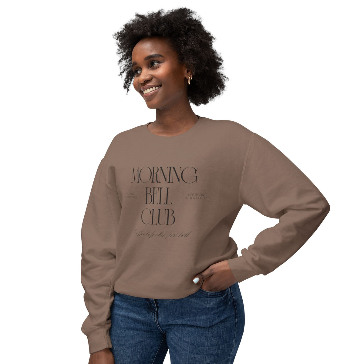 Back To School Morning Bell Club Crewneck Sweatshirt — Minimalist White Cozy Pullover